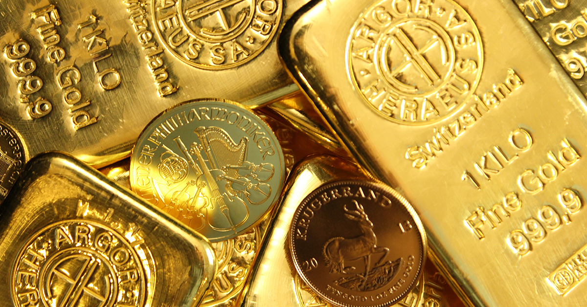 lingotti da un kilo d'oro puro e monete da investimento